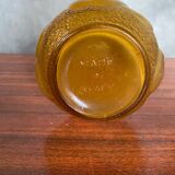 Ancien Vase Verre Moulé Jaune Orange Ambrée Made In Italy Vintage
