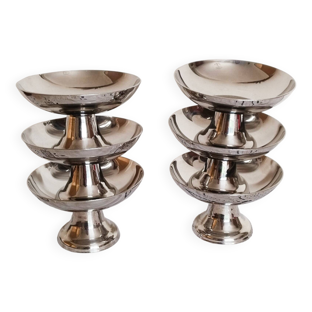 Lot De 6 Coupes à Glace Guy Degrenne, Inox 18/10, Vintage, Fabriqué En France