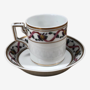 Tasse à moka & sous-tasse en porcelaine Richard Ginori