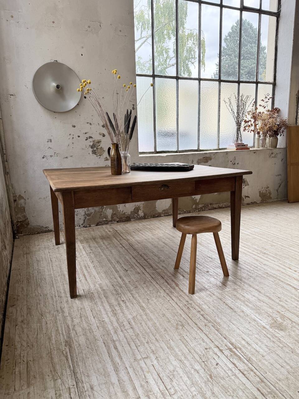 Large “square” oak farmhouse table 1950