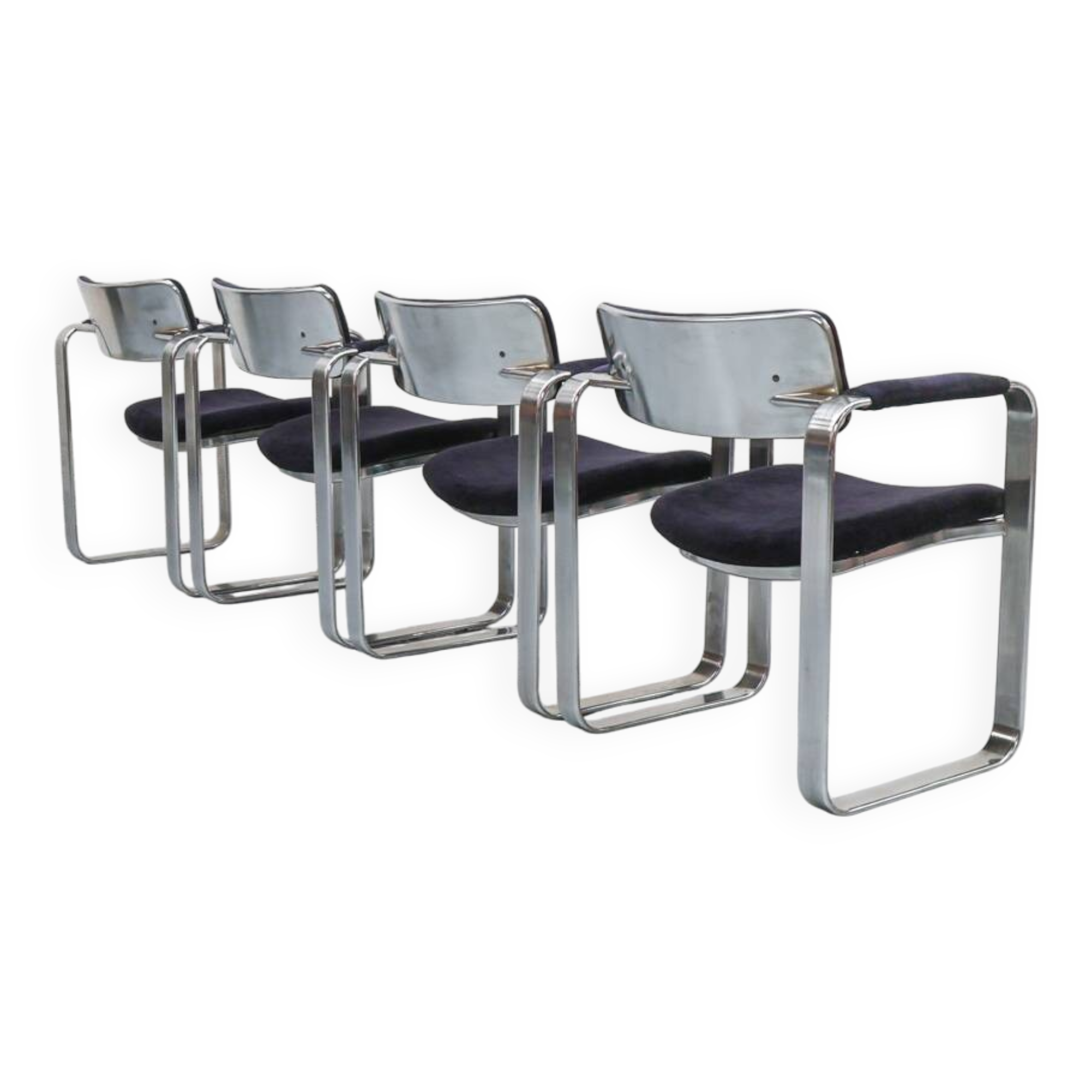 Lot de 4 chaises argentées Eero Aarnio