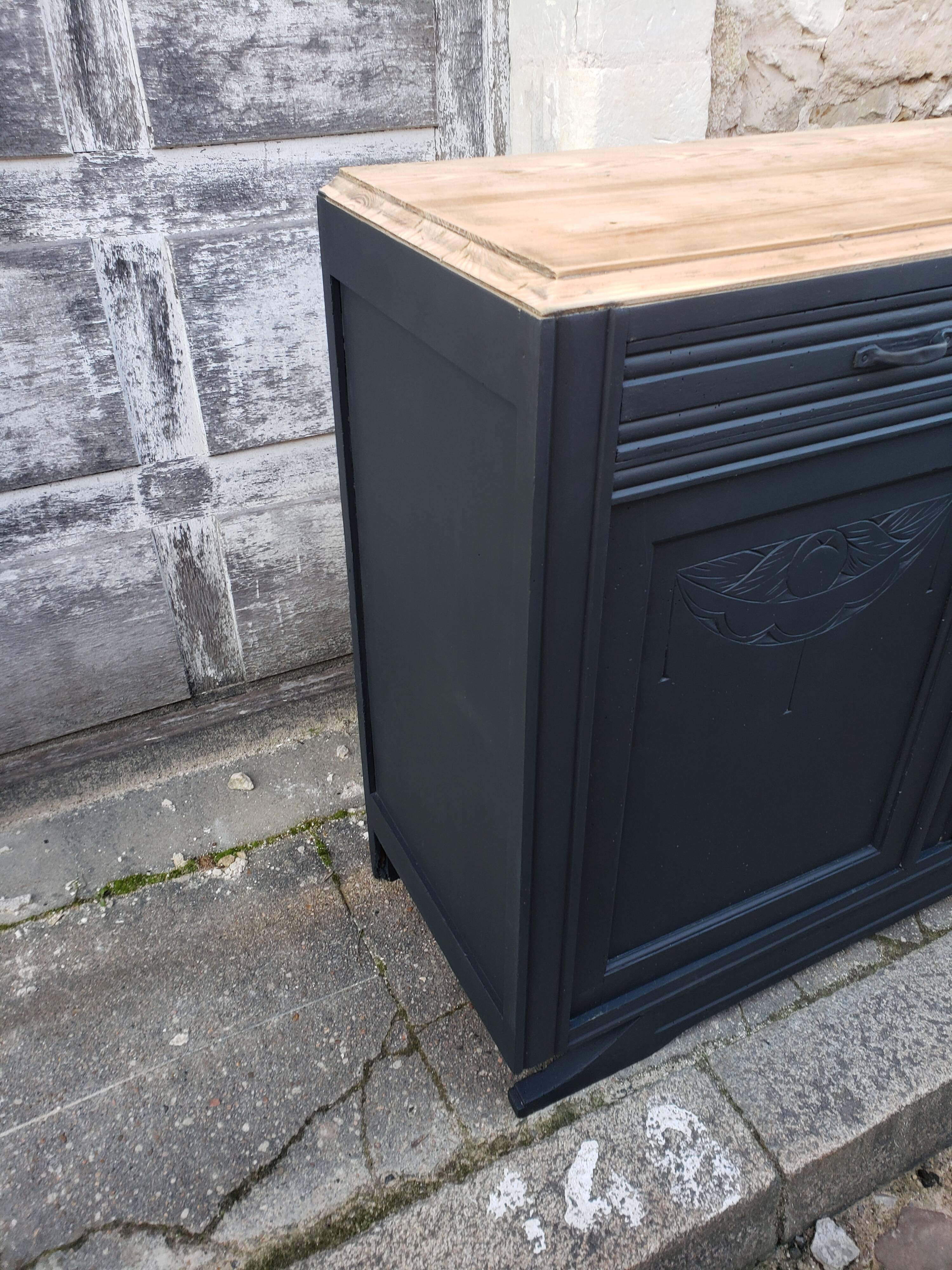 Vintage art deco abyssal blue buffet
