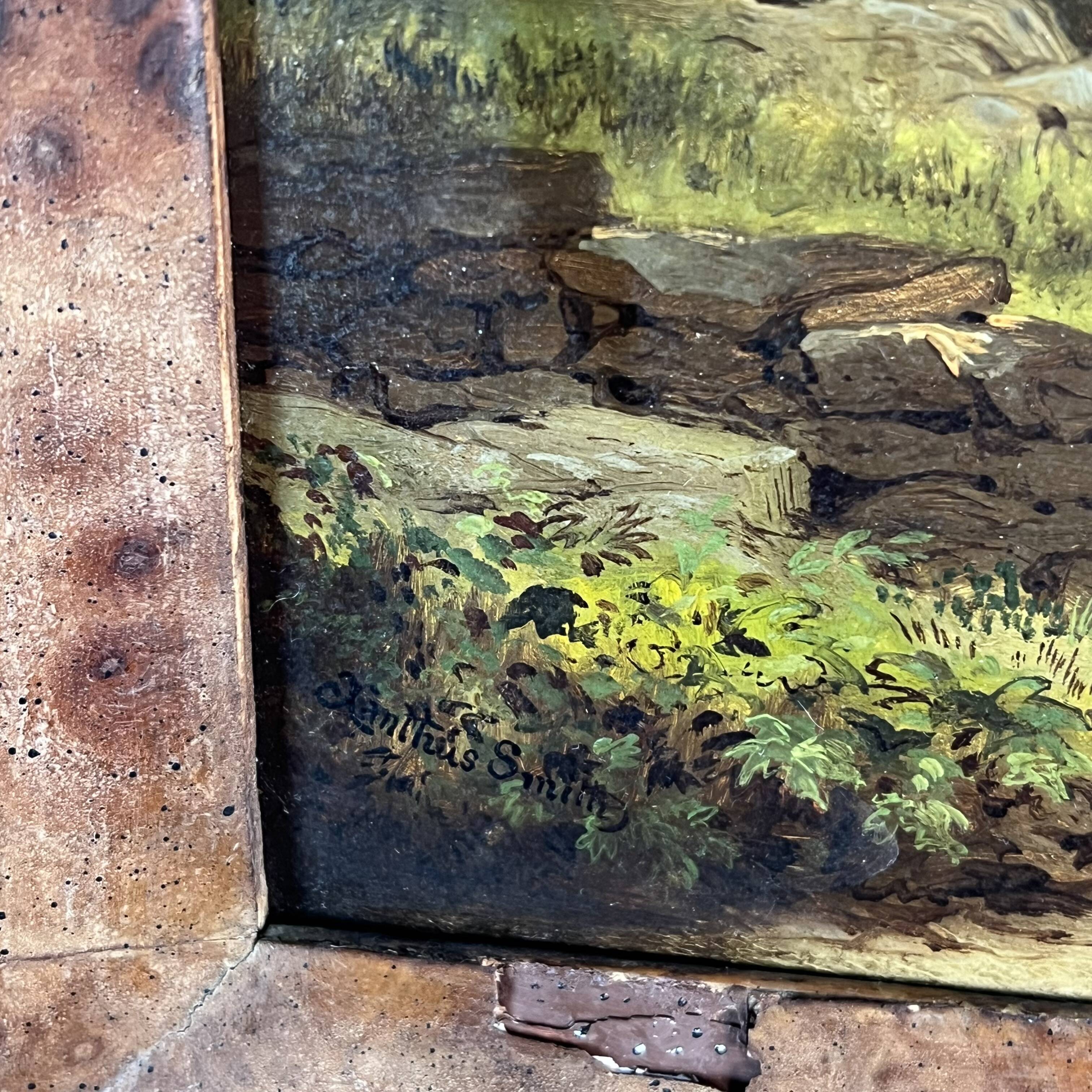 Oil on panel, Xanthus Smith United States, 1839-1929 Swiss Alpine Landscape