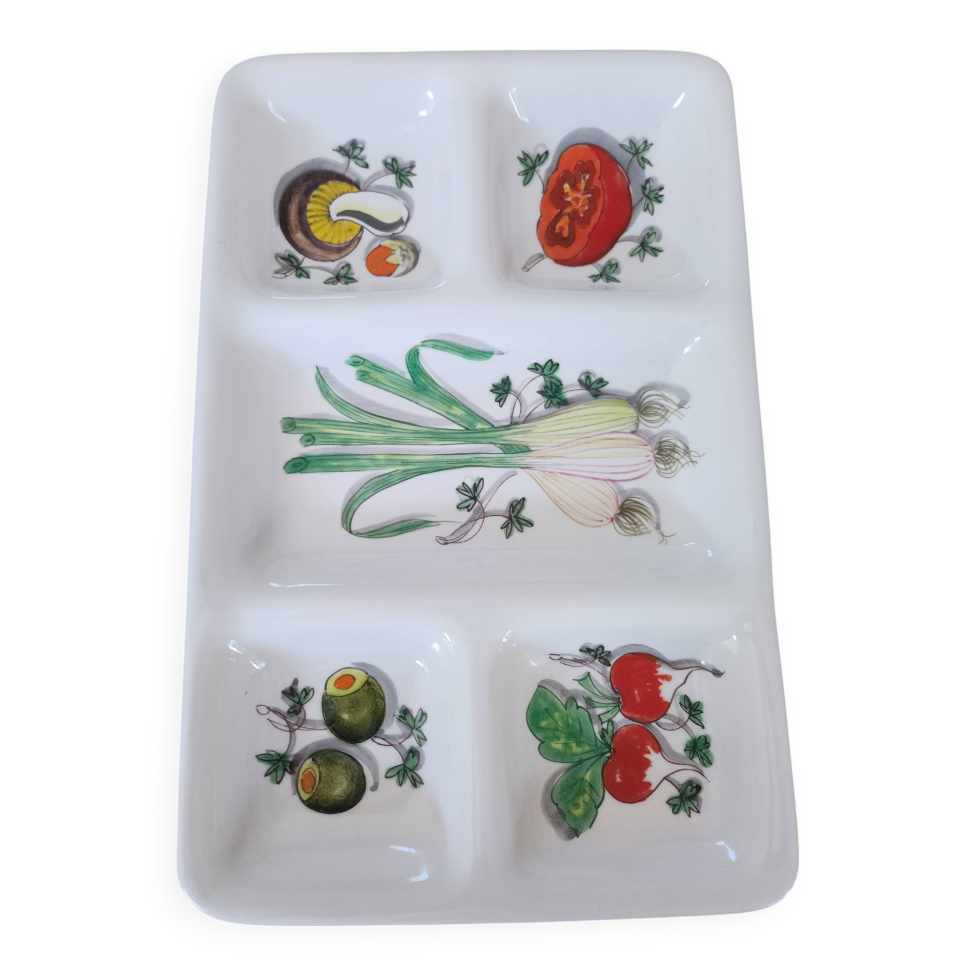 Large vintage ceramic hors d'oeuvre / antipasti platter Mancer (Italy)