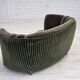 1960s, Danish 2-seater curved sofa, furniture velour, oak wood.