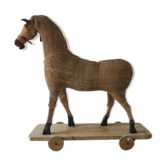 Toy wooden horse with horsehairs early 20th