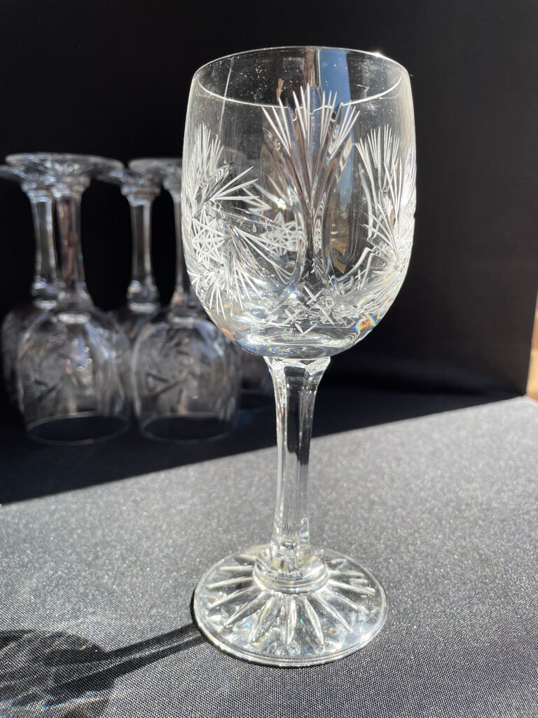 Cristal de Bohème - Verres à eau ou à vin (6) - Moderne milieu de siècle - Cristal taillé main