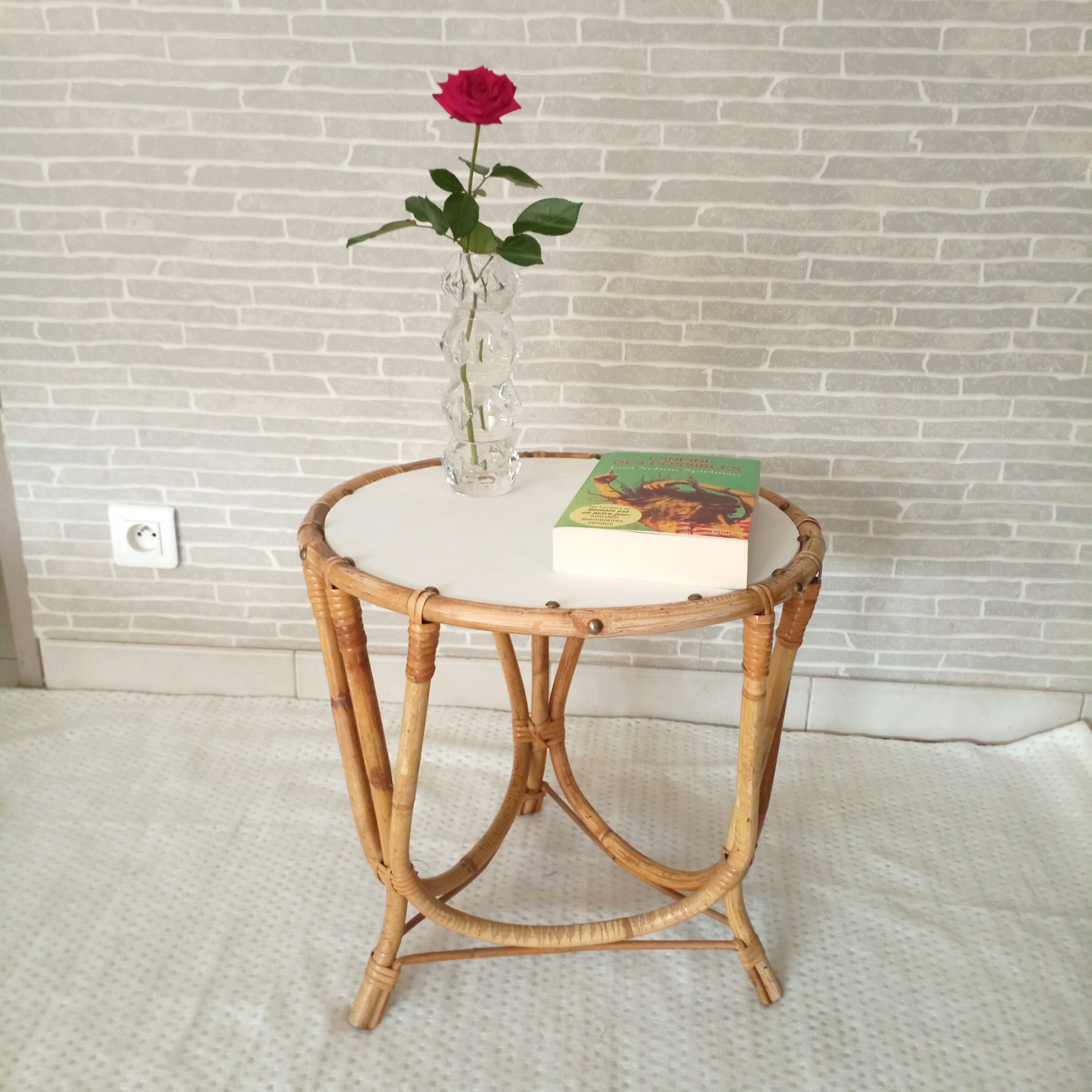 Vintage rattan side table