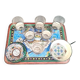Antique tea service, Persian work, Baccarat crystal, enamels on copper