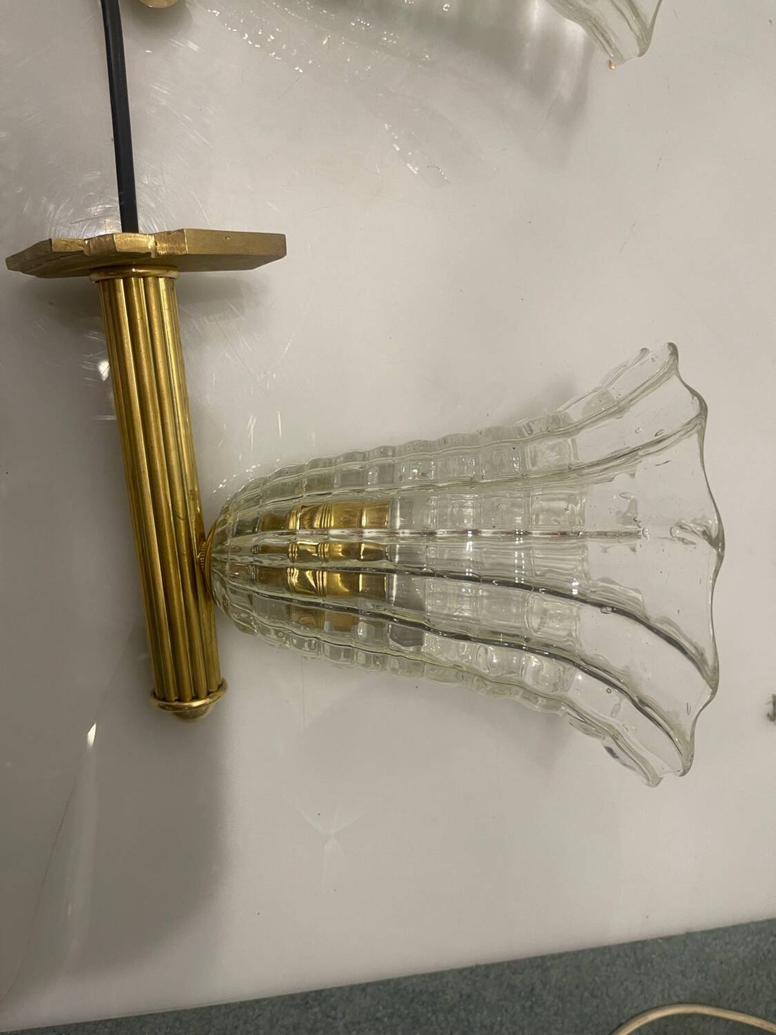 Murano Glass Brass Wall Sconces Set of 2 1980’s