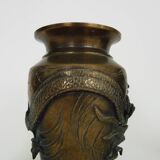 Pair of Japanese dragon vases in patinated bronze - 1900