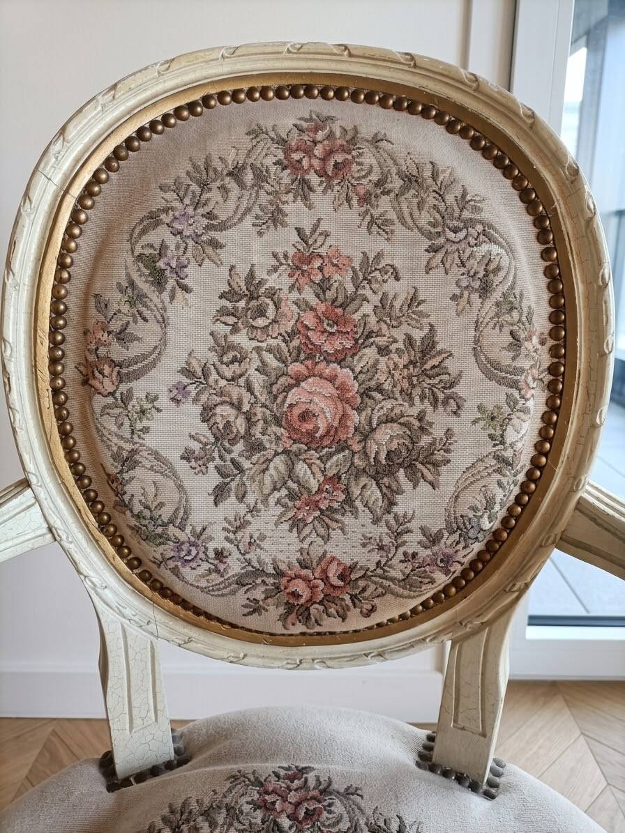 Beige Louis XVI armchairs in fabric