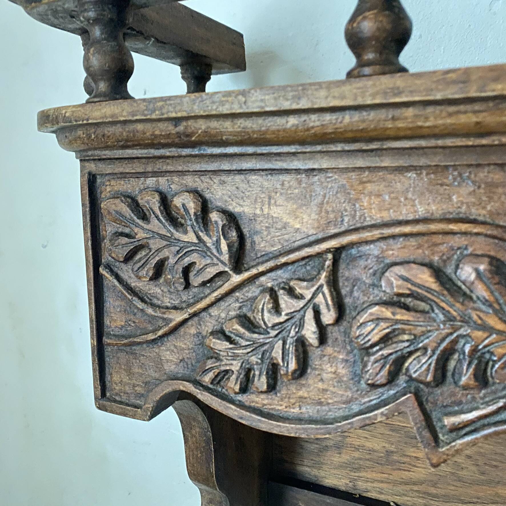 Old carved wooden kitchen shelf