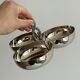 Silver stainless steel three-part serving platter