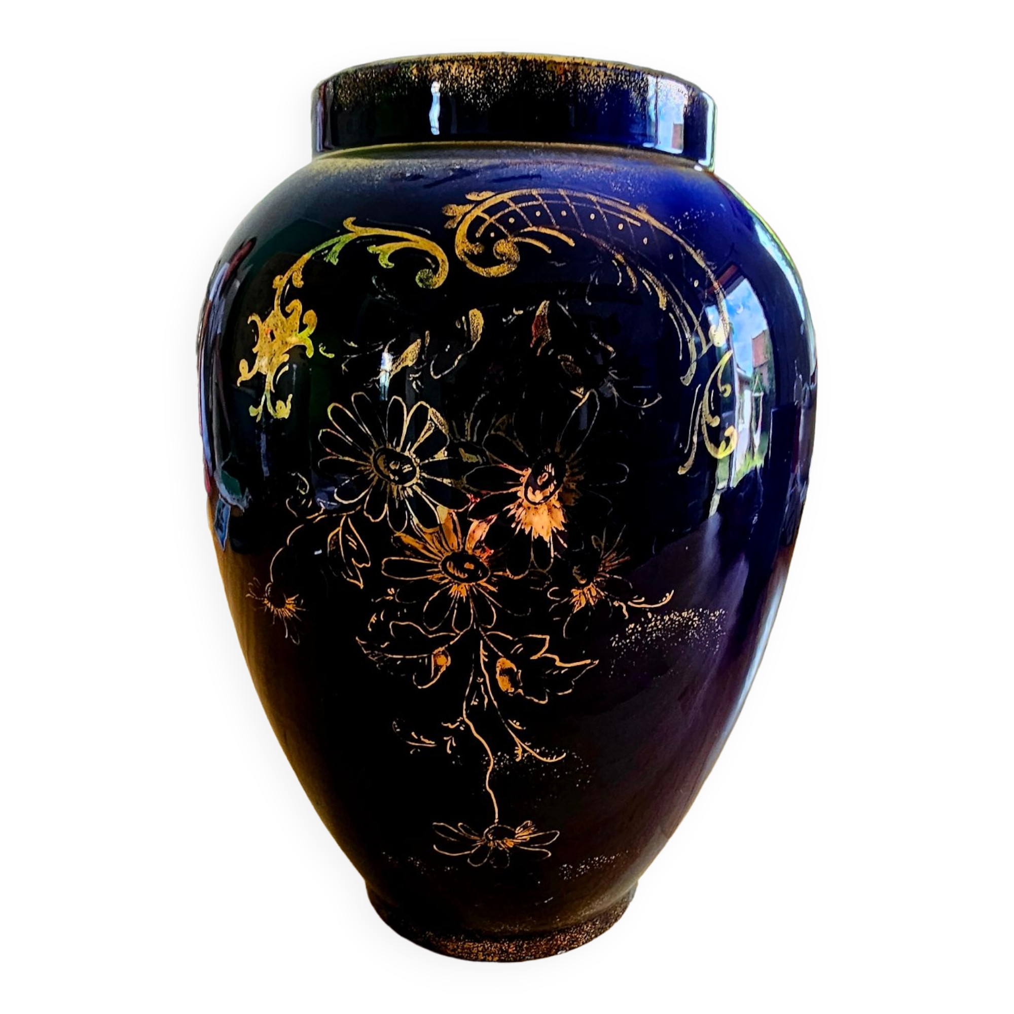 Cobalt blue and gold vase