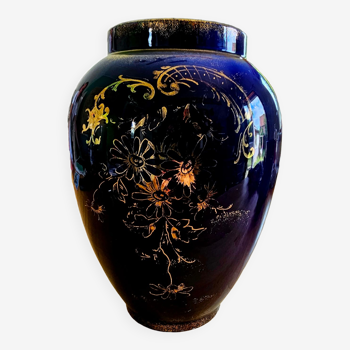 Blue cobalt and gold vase