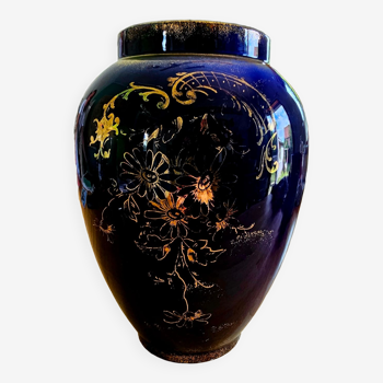 Vase bleu cobalt et or