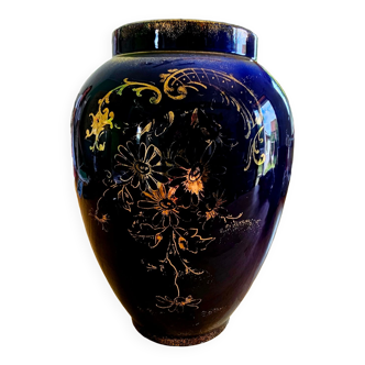 Blue cobalt and gold vase
