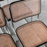 Set of 6 black Cesca B32 chairs by Marcel Breuer