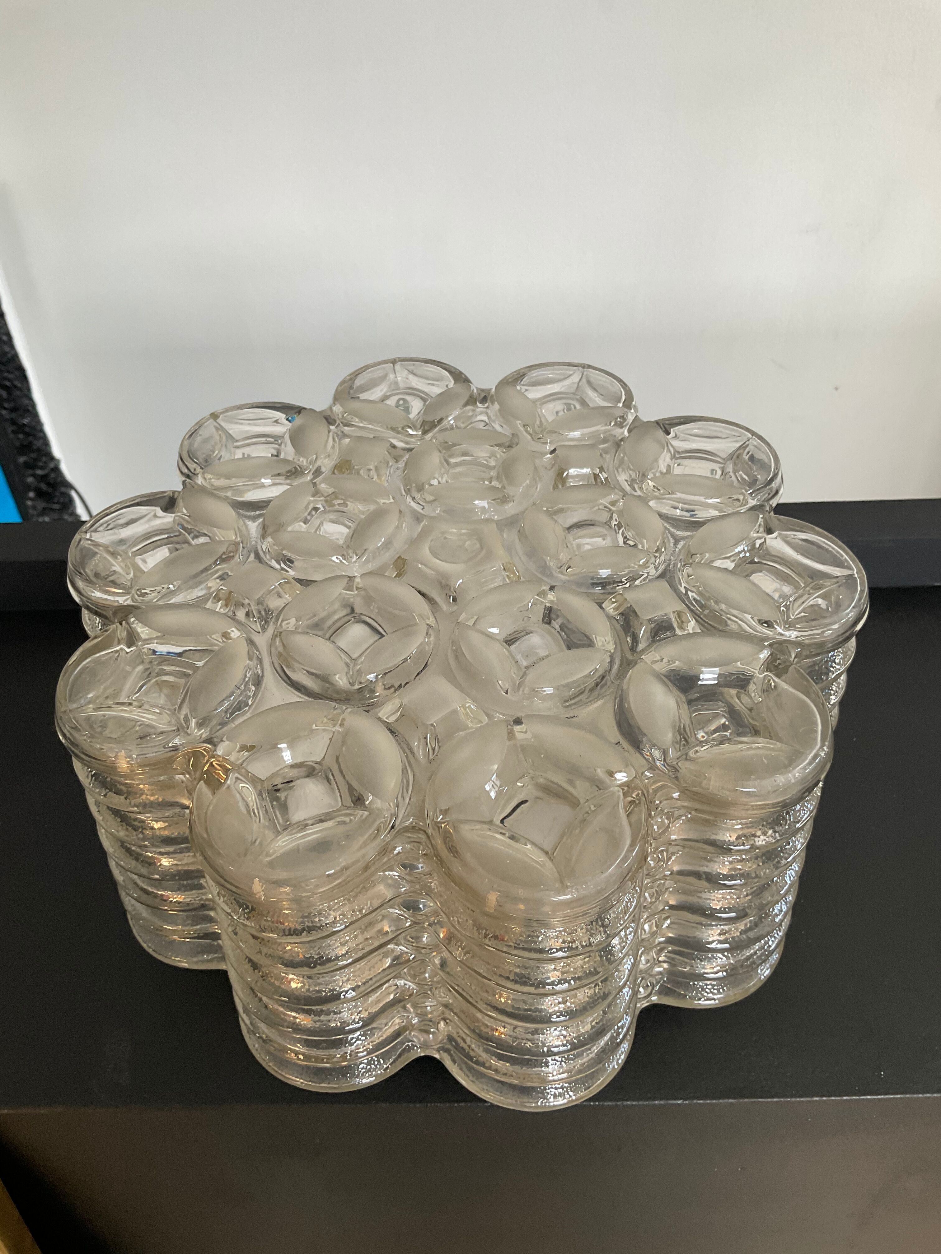 Wiła Leuchten wall lamp in molded glass 60s-70s