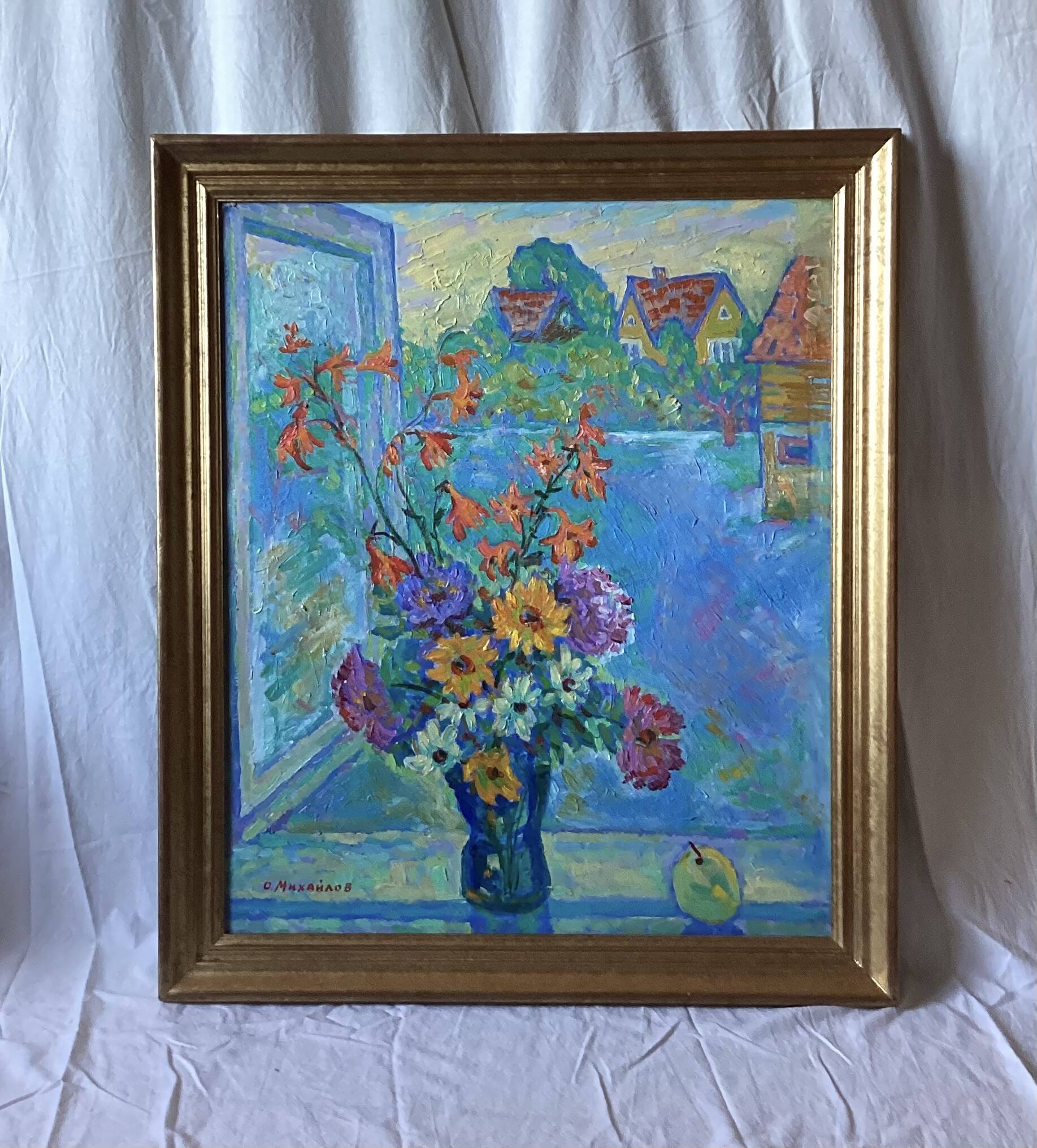 Oil painting on cardboard signed, dimensions: height - 88 cm, width - 75 cm.