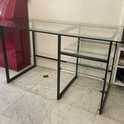 Large desk design in glass and black metal