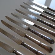 12 silver metal dessert or cheese knives