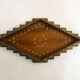 Diamond-shaped wood and brass tray