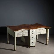 Table industrielle vintage en sapin et orme, Italie XXe siècle