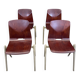 Set of 4 Galvanitas S22 chairs mahogany steel greige Netherlands 70s
