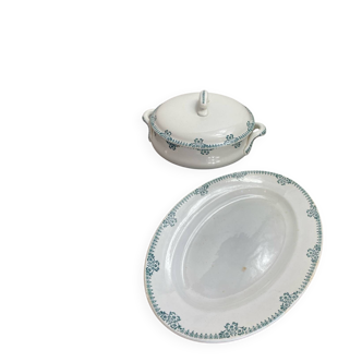 Soup tureen and dish, ironstone, St Amand