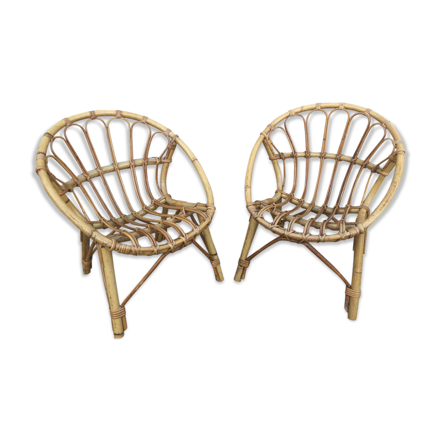 Duo de fauteuils en rotin
