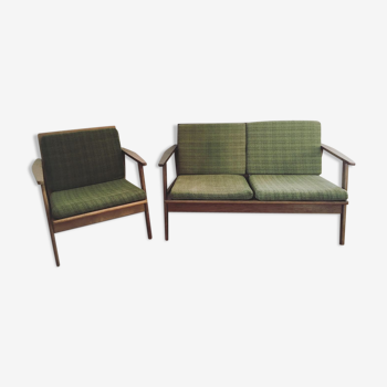 Scandinavian lounge bench 2 seats + Chair