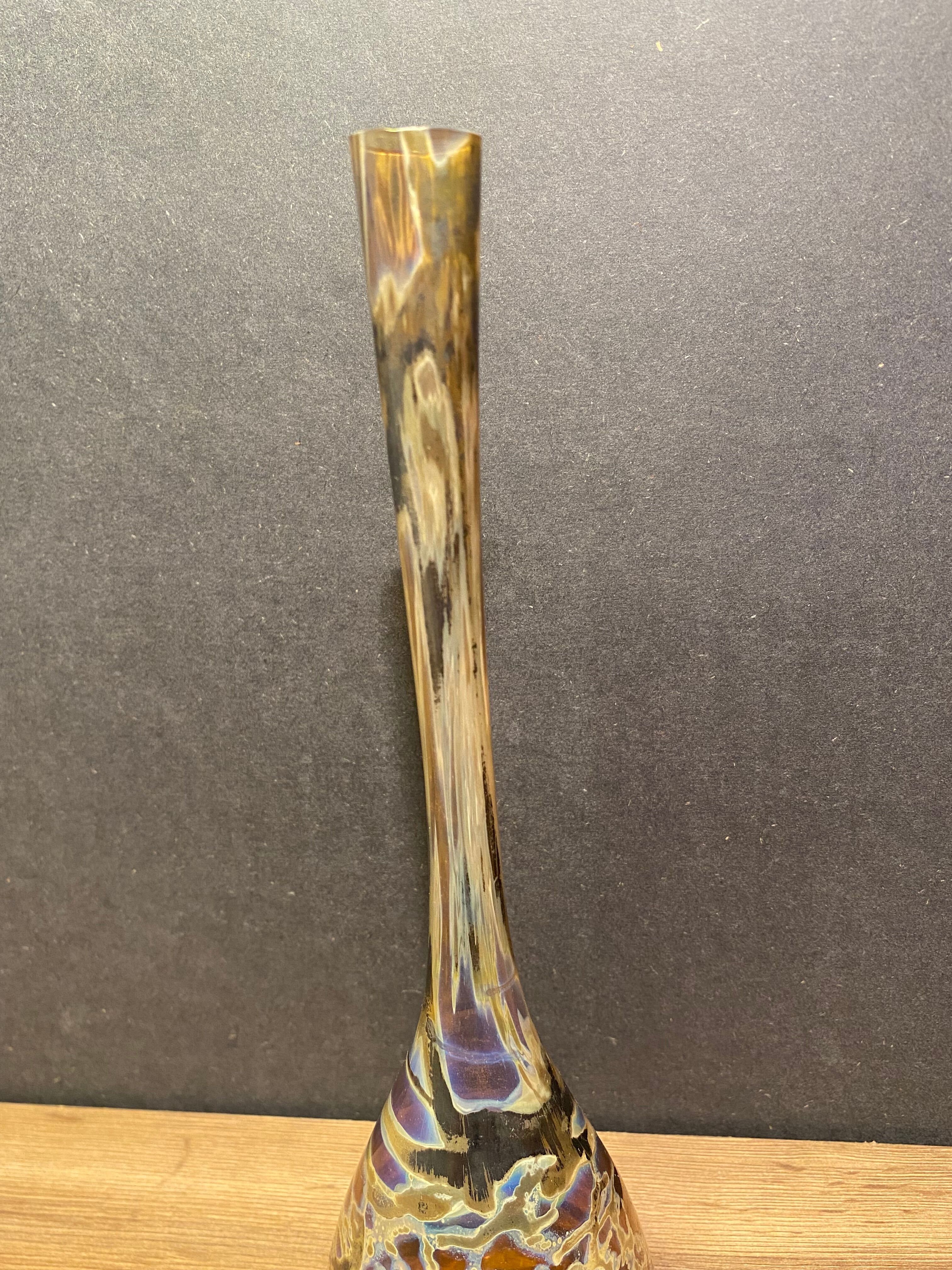 Soliflore vase in tinted glass with marbled decoration Murano Venice