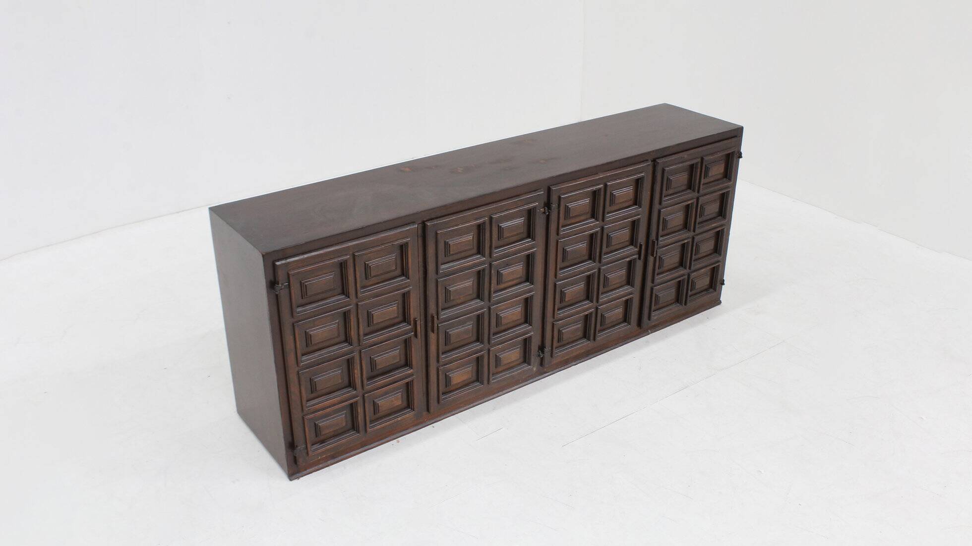 Vintage Spanish Brutalist Sideboard Credenza