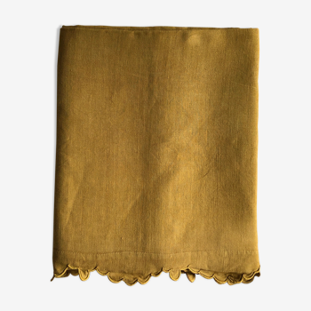 Drap ancien en fil pur lin teinté en vermeil