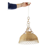 Plafonnier vintage en rotin, Tchécoslovaquie 1960