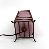 Lampe de Table Moderniste en Pâte de Verre et Fer Forgé, Circa 1950-1960