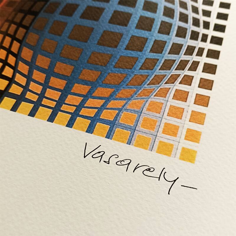 Lithograph by Victor Vasarely, limited edition numbered, 1970s.