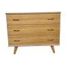 Vintage light oak chest of drawers with compass legs 1960