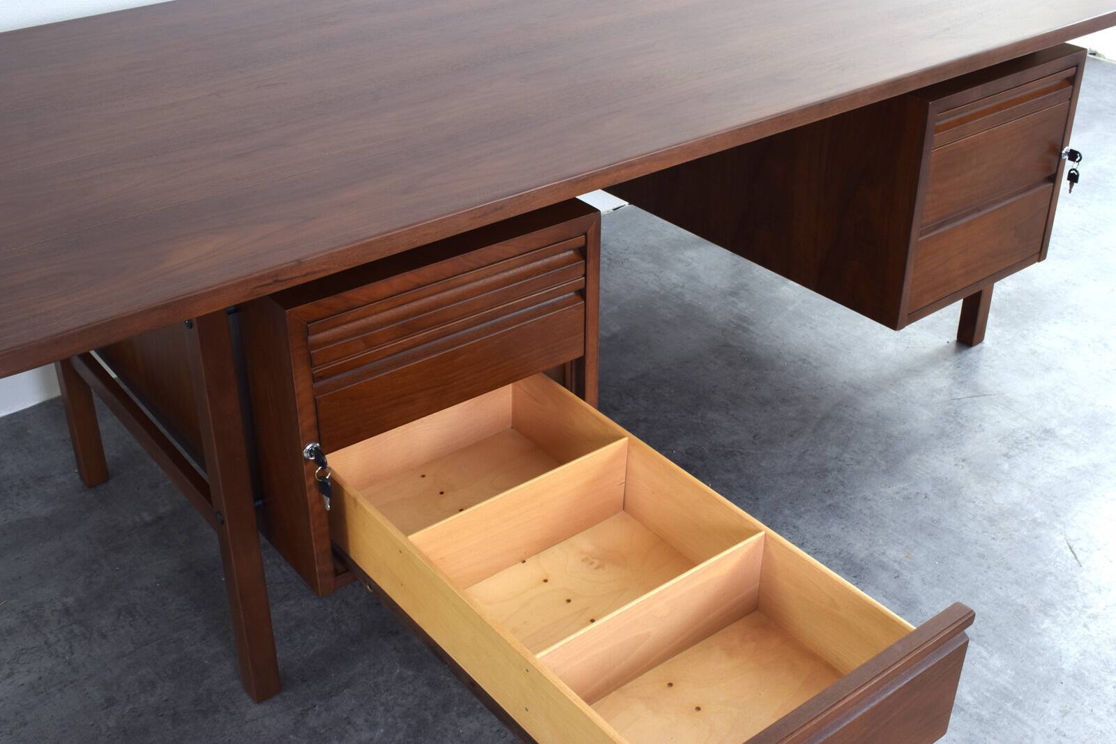 Mid-Century Large American Walnut Executive Desk