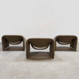 Set of 3 vintage Dutch design groovy chairs F598 'Wabi sabi'