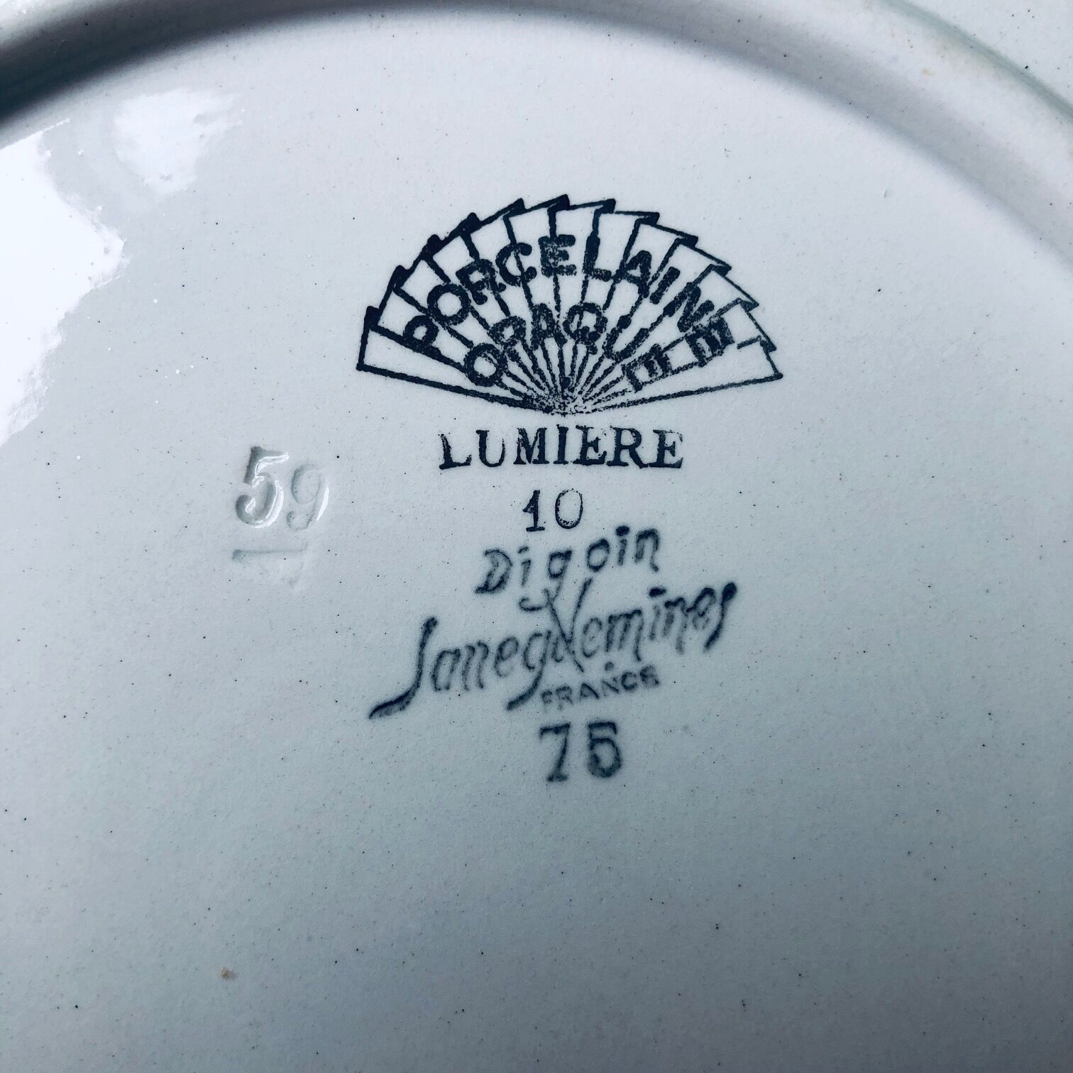 Digoin Sarreguemines green and white dessert service