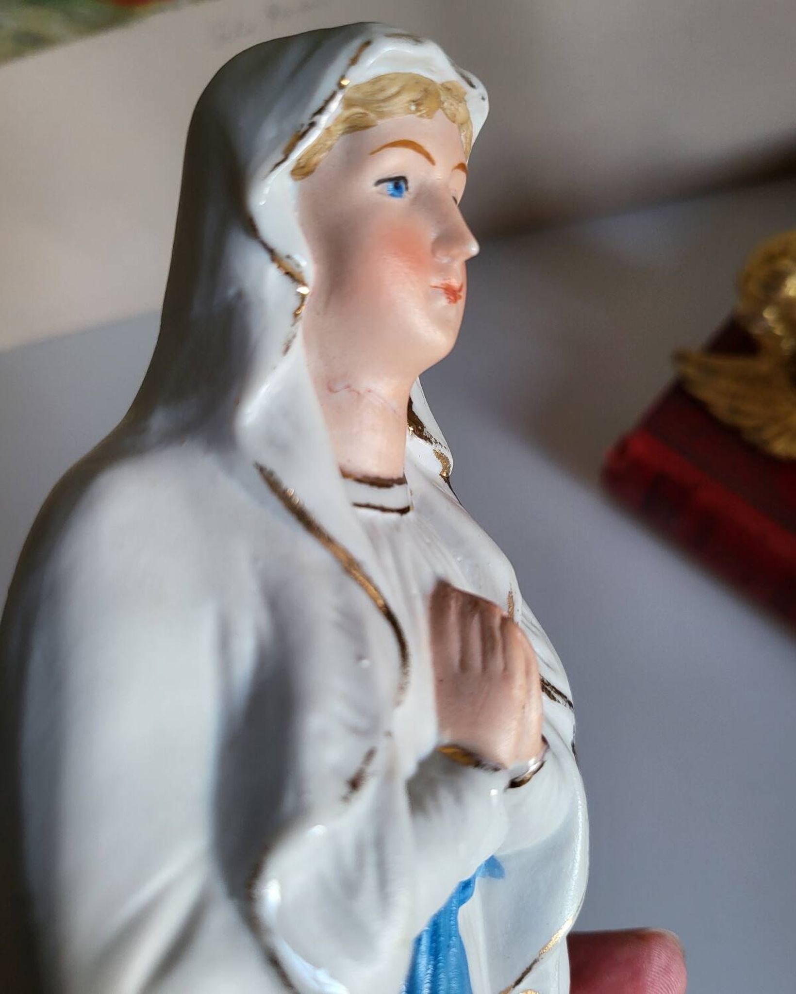 Religious Statuette of Our Lady of Lourdes, Saint Virgin Mary