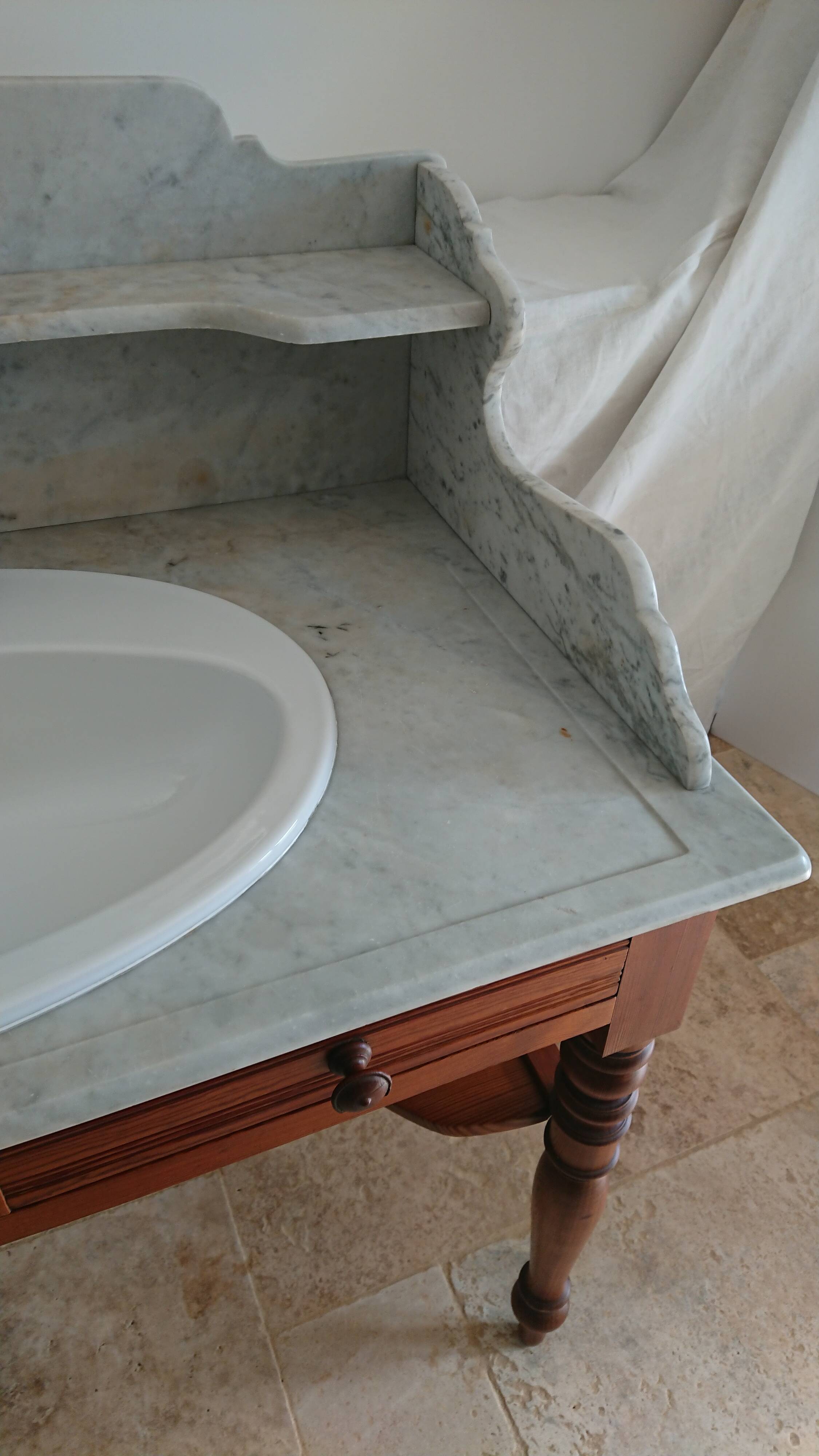 Toilet table on marble with cacker