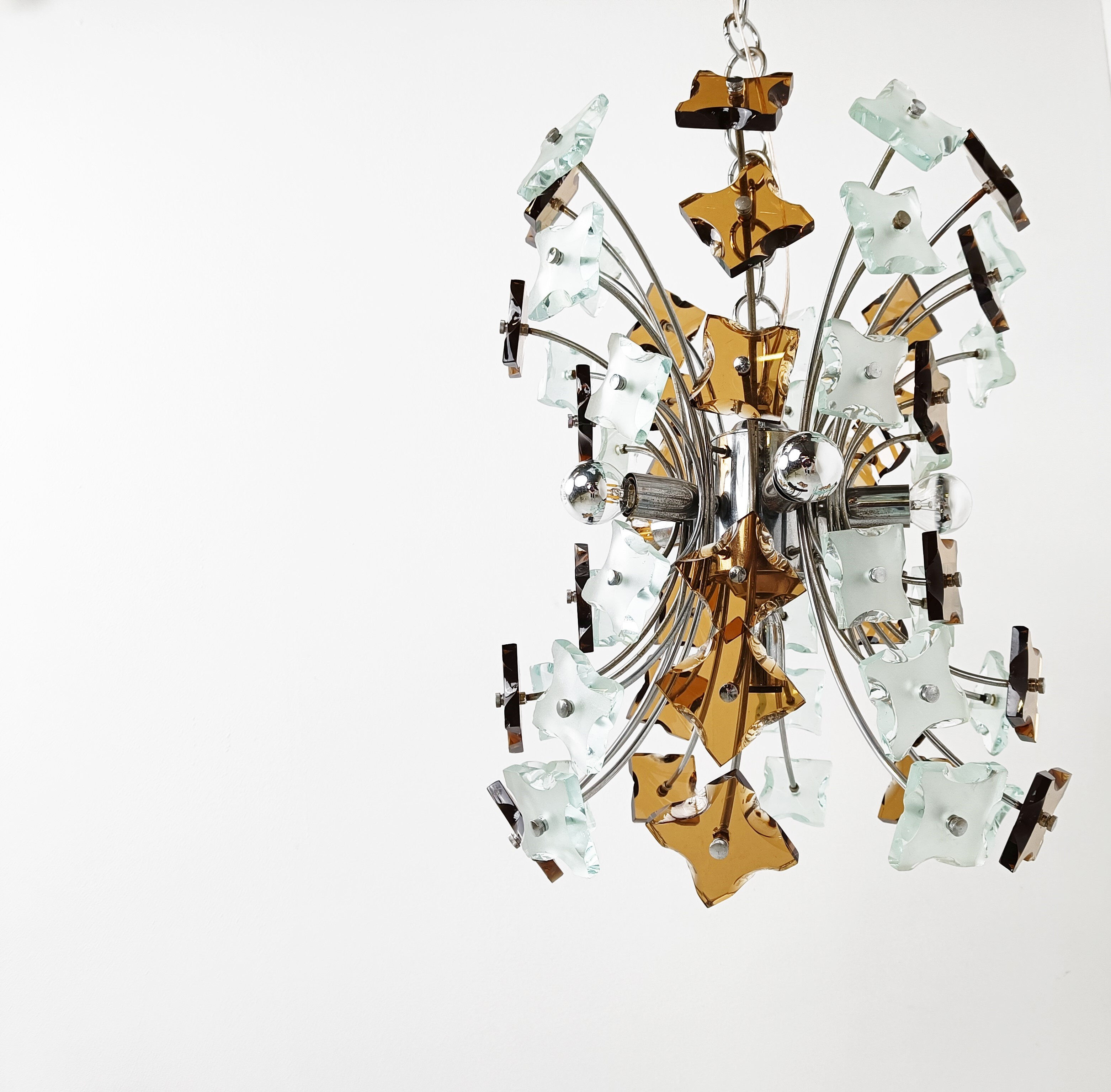 Mid-century glass sputnik chandelier, 1970s