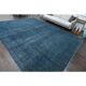 1970s Vintage Persian Handmade Wool Cotton Blue Area Rug 277x360