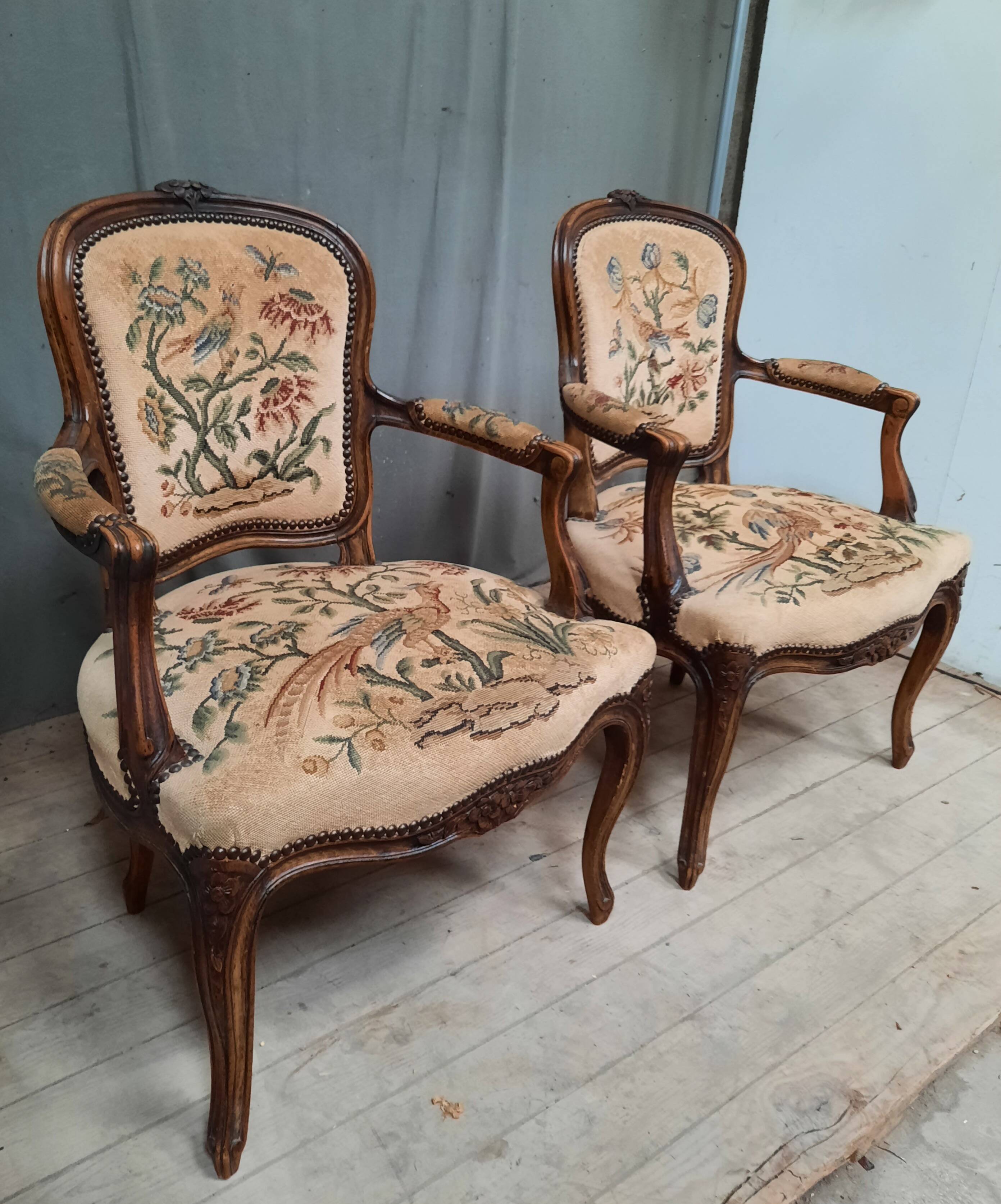 Pair of Louis XV style canriolet