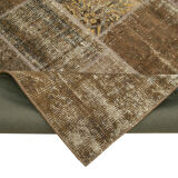 Handwoven Anatolian Contemporary 197 cm x 296 cm Brown Patchwork Carpet