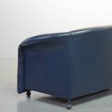Wittmann Petrol Blue Soft Leather Sofa Model Aura Designed by Paolo Piva